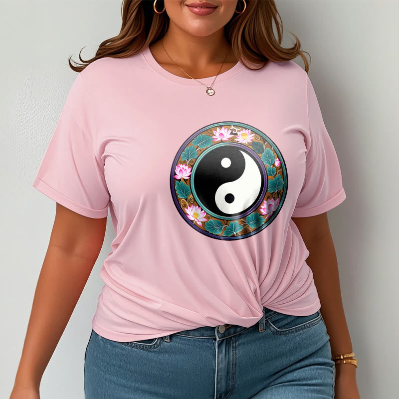 Buddha Stones Yin Yang Lotus Blätter Baumwolle T-shirt - image 18