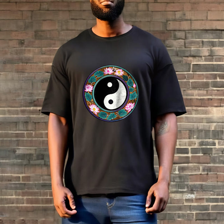 Buddha Stones Yin Yang Lotus Blätter Baumwolle T-shirt - image 5