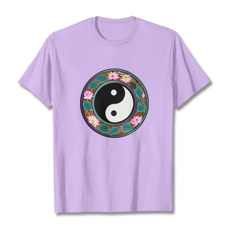 Buddha Stones Yin Yang Lotus Blätter Baumwolle T-shirt - Pflaume - 2XL - image 19