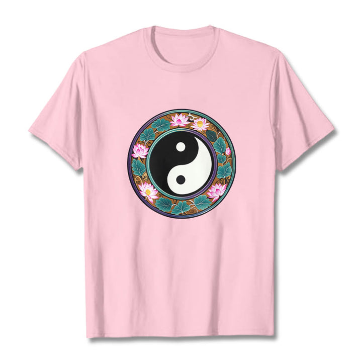 Buddha Stones Yin Yang Lotus Blätter Baumwolle T-shirt - Hellrosa - 2XL - image 17