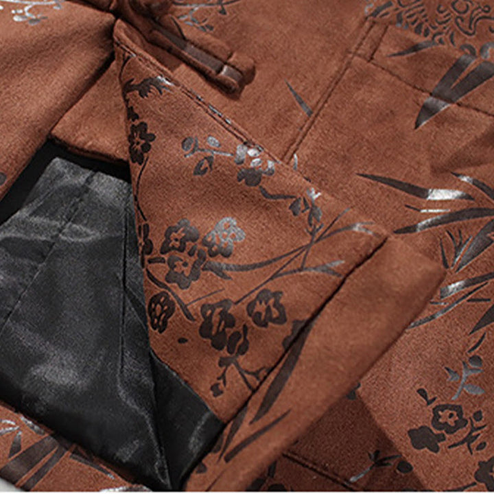 Buddha Stones, chinesische Neujahrskleidung, Blumen, Bambus, einfarbige Manschettenknöpfe, Tang-Anzug, Baumwolle, Herrenjacke, Hemd mit Taschen - image 21