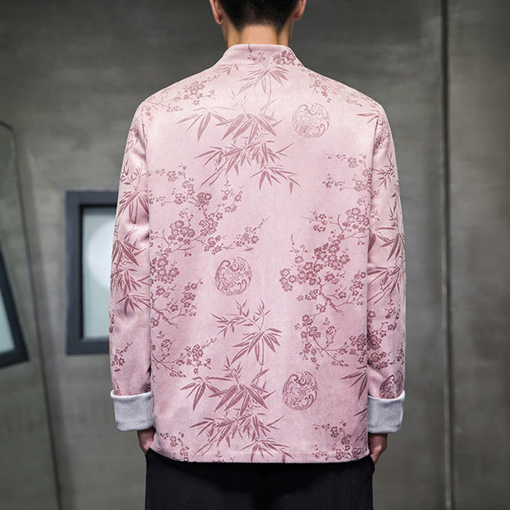 Buddha Stones, chinesische Neujahrskleidung, Blumen, Bambus, einfarbige Manschettenknöpfe, Tang-Anzug, Baumwolle, Herrenjacke, Hemd mit Taschen - image 37