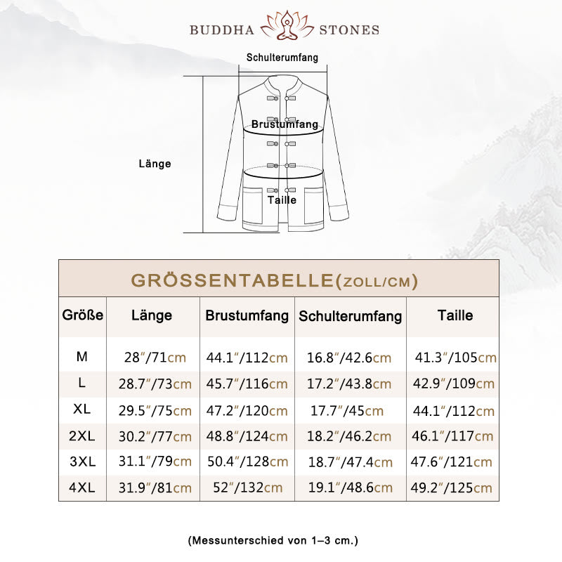 Buddha Stones, Drachen-Stickerei, Frosch-Knopf, Polyester, Herrenjacke, Hemd, Kleidung mit Taschen - image 5