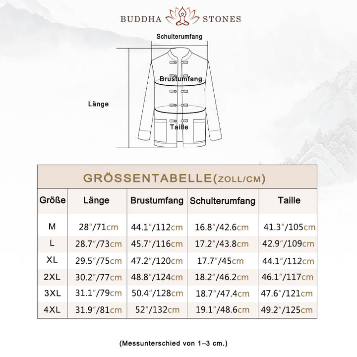 Buddha Stones, Drachen-Stickerei, Frosch-Knopf, Polyester, Herrenjacke, Hemd, Kleidung mit Taschen - image 5