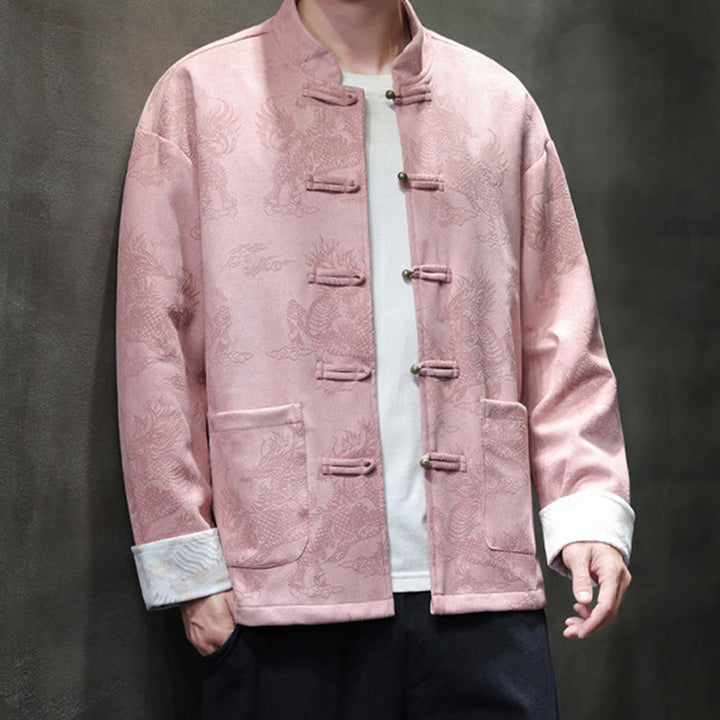 Buddha Stones, chinesisches Neujahr, Kirin-Druck, Froschknopf, Tang-Anzug, Herrenjacke, Hemd mit Taschen - image 31