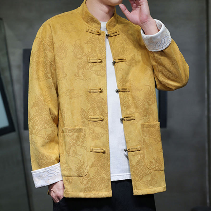 Buddha Stones, chinesisches Neujahr, Kirin-Druck, Froschknopf, Tang-Anzug, Herrenjacke, Hemd mit Taschen - image 2