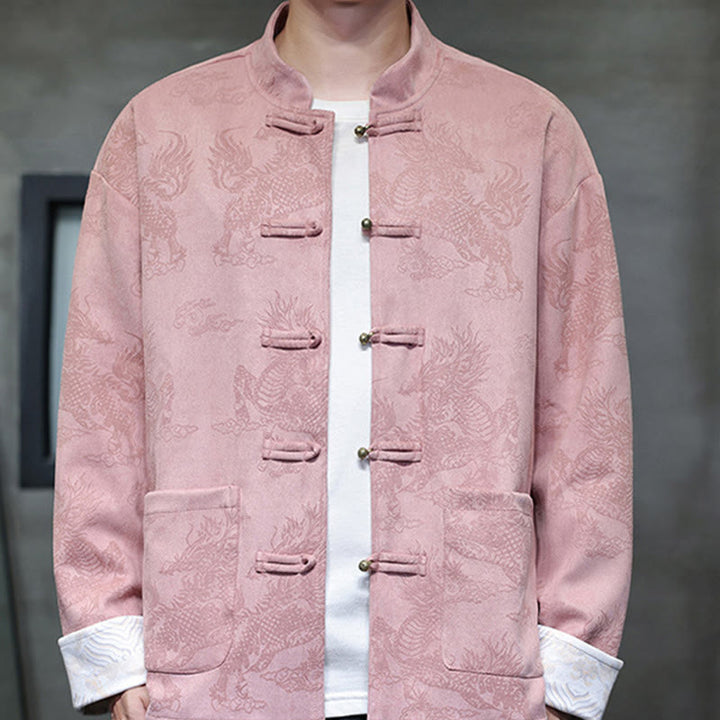 Buddha Stones, chinesisches Neujahr, Kirin-Druck, Froschknopf, Tang-Anzug, Herrenjacke, Hemd mit Taschen - image 34