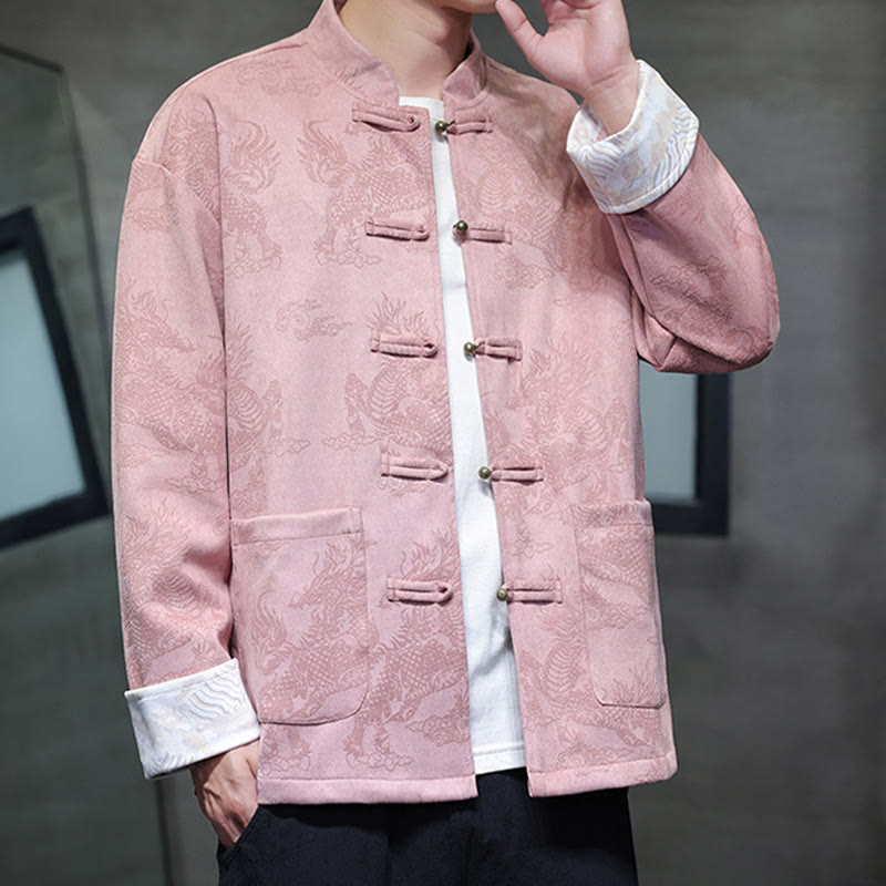 Buddha Stones, chinesisches Neujahr, Kirin-Druck, Froschknopf, Tang-Anzug, Herrenjacke, Hemd mit Taschen - image 32