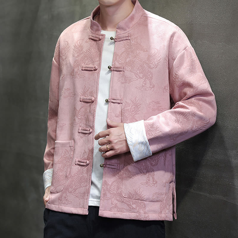 Buddha Stones, chinesisches Neujahr, Kirin-Druck, Froschknopf, Tang-Anzug, Herrenjacke, Hemd mit Taschen - image 30