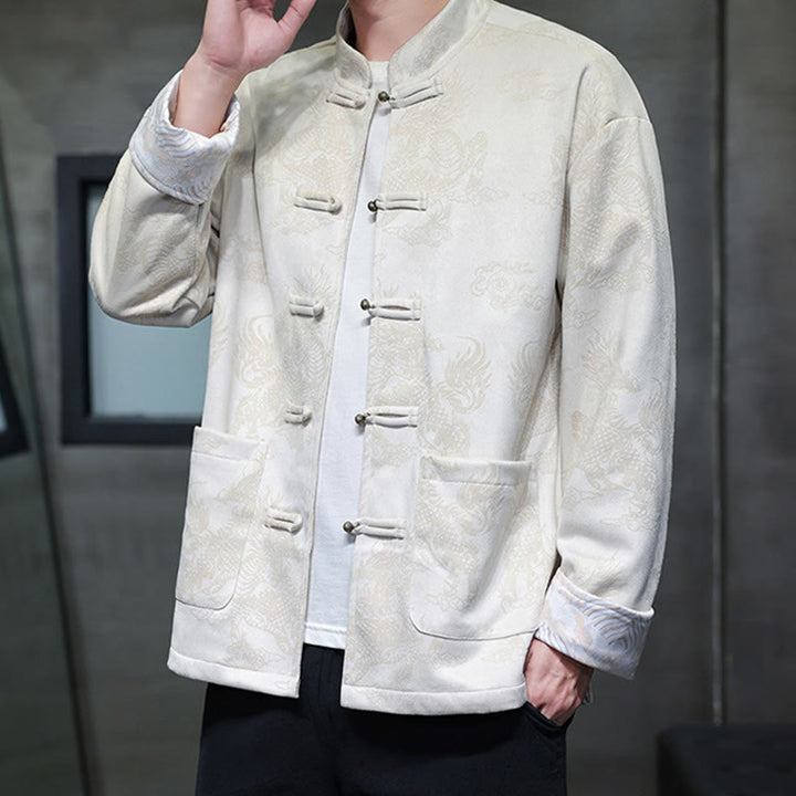 Buddha Stones, chinesisches Neujahr, Kirin-Druck, Froschknopf, Tang-Anzug, Herrenjacke, Hemd mit Taschen - image 24