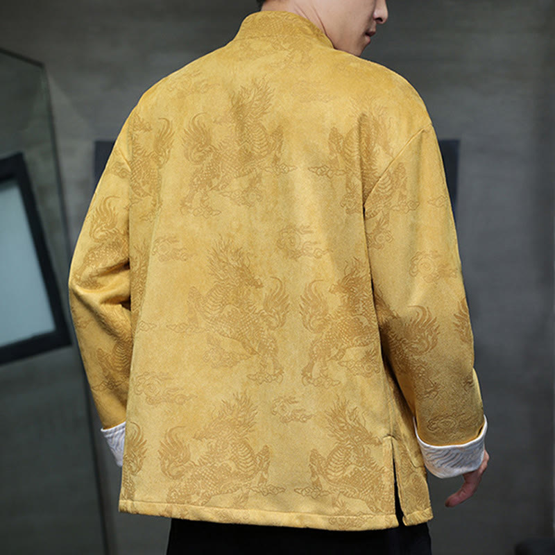 Buddha Stones, chinesisches Neujahr, Kirin-Druck, Froschknopf, Tang-Anzug, Herrenjacke, Hemd mit Taschen - image 4