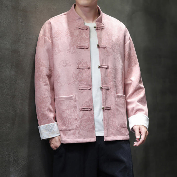 Buddha Stones, chinesisches Neujahr, Kirin-Druck, Froschknopf, Tang-Anzug, Herrenjacke, Hemd mit Taschen - image 36