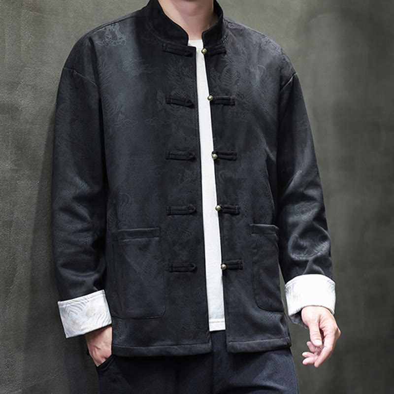 Buddha Stones, chinesisches Neujahr, Kirin-Druck, Froschknopf, Tang-Anzug, Herrenjacke, Hemd mit Taschen - image 19