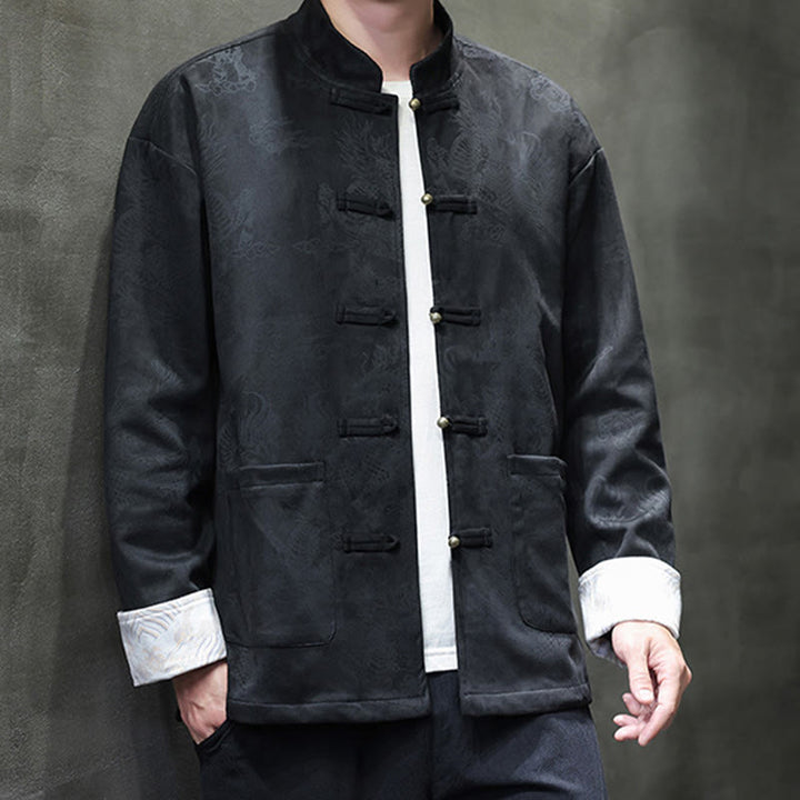 Buddha Stones, chinesisches Neujahr, Kirin-Druck, Froschknopf, Tang-Anzug, Herrenjacke, Hemd mit Taschen - image 19