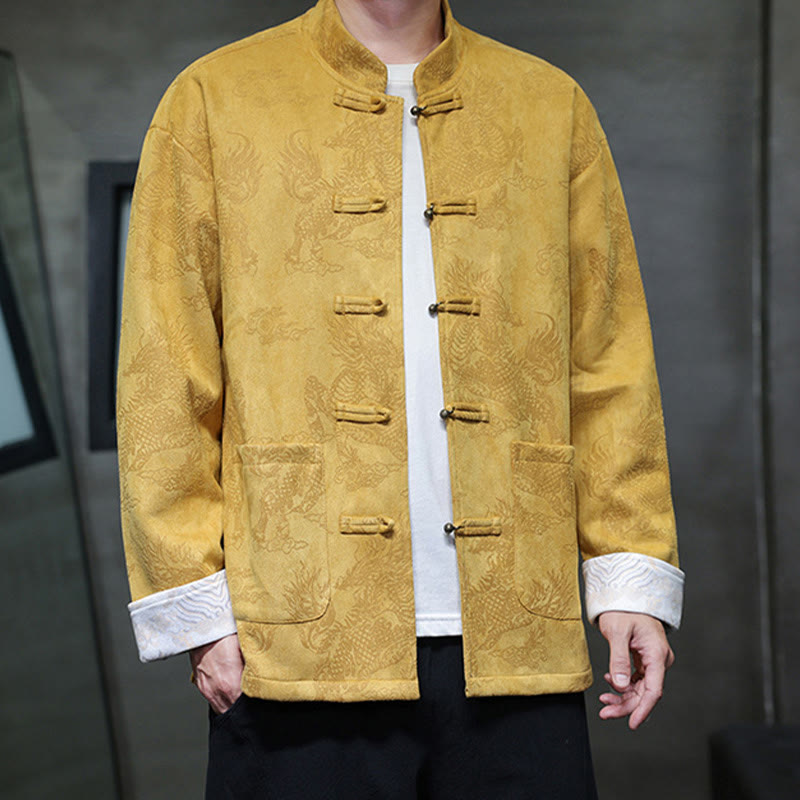 Buddha Stones, chinesisches Neujahr, Kirin-Druck, Froschknopf, Tang-Anzug, Herrenjacke, Hemd mit Taschen - image 3