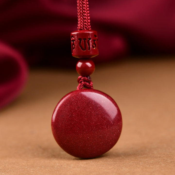 Buddha Stones , natürlicher Zinnober, sechs wahre Worte „Om Mani Padme Hum“, geflochtene Schnur, Segens-Schlüsselanhänger, Halskette - image 4