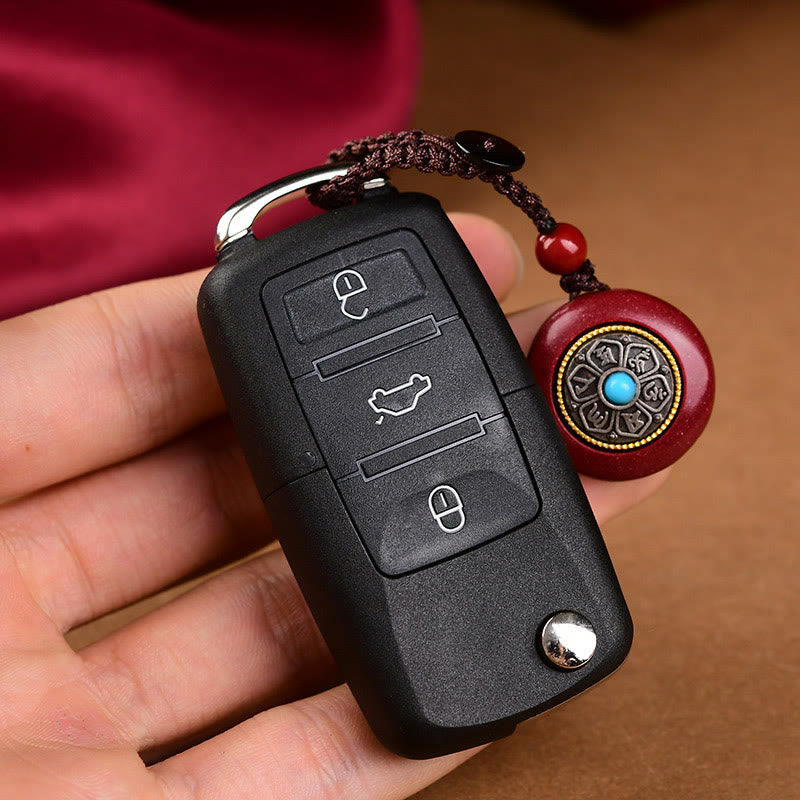 Buddha Stones , natürlicher Zinnober, sechs wahre Worte „Om Mani Padme Hum“, geflochtene Schnur, Segens-Schlüsselanhänger, Halskette - Cinnabar Om Mani Padme Hum Schlüsselanhänger - image 10