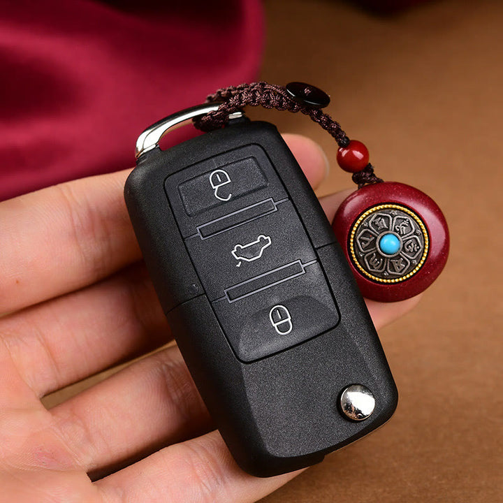 Buddha Stones , natürlicher Zinnober, sechs wahre Worte „Om Mani Padme Hum“, geflochtene Schnur, Segens-Schlüsselanhänger, Halskette - Cinnabar Om Mani Padme Hum Schlüsselanhänger - image 10