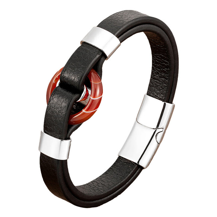 Buddha Stones, rund, grüner Aventurin, schwarzer Onyx, Hämatit, Achat, Rosenquarz, Stein, Balance, Lederarmband mit Magnetschnalle - image 24