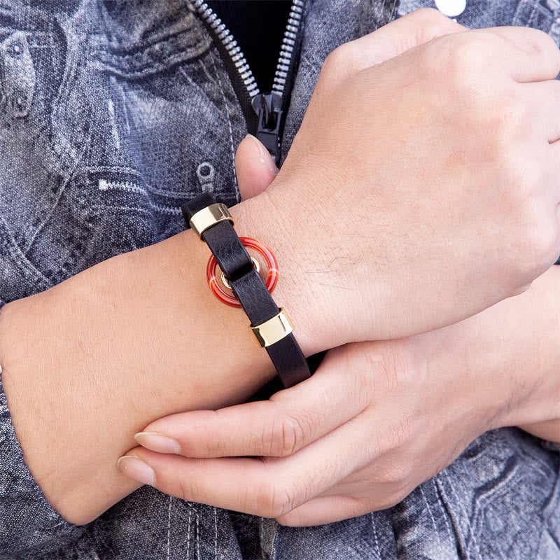 Buddha Stones, rund, grüner Aventurin, schwarzer Onyx, Hämatit, Achat, Rosenquarz, Stein, Balance, Lederarmband mit Magnetschnalle - image 16