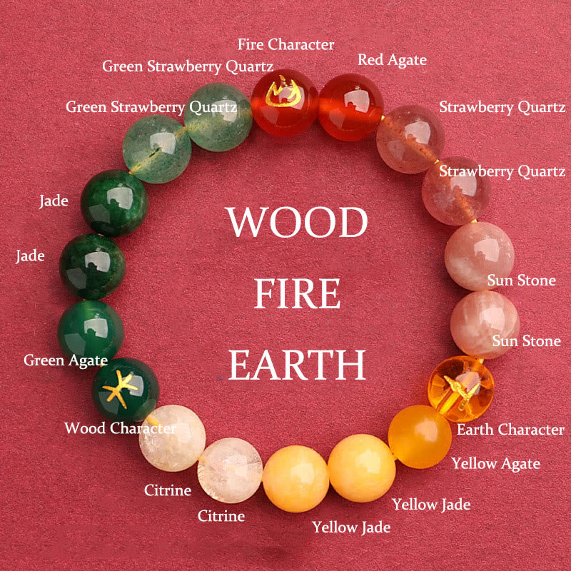 Buddha Stones, Fünf Elemente, verschiedene Achat-Kristalle, grüner Erd –  de.buddhastoneshop