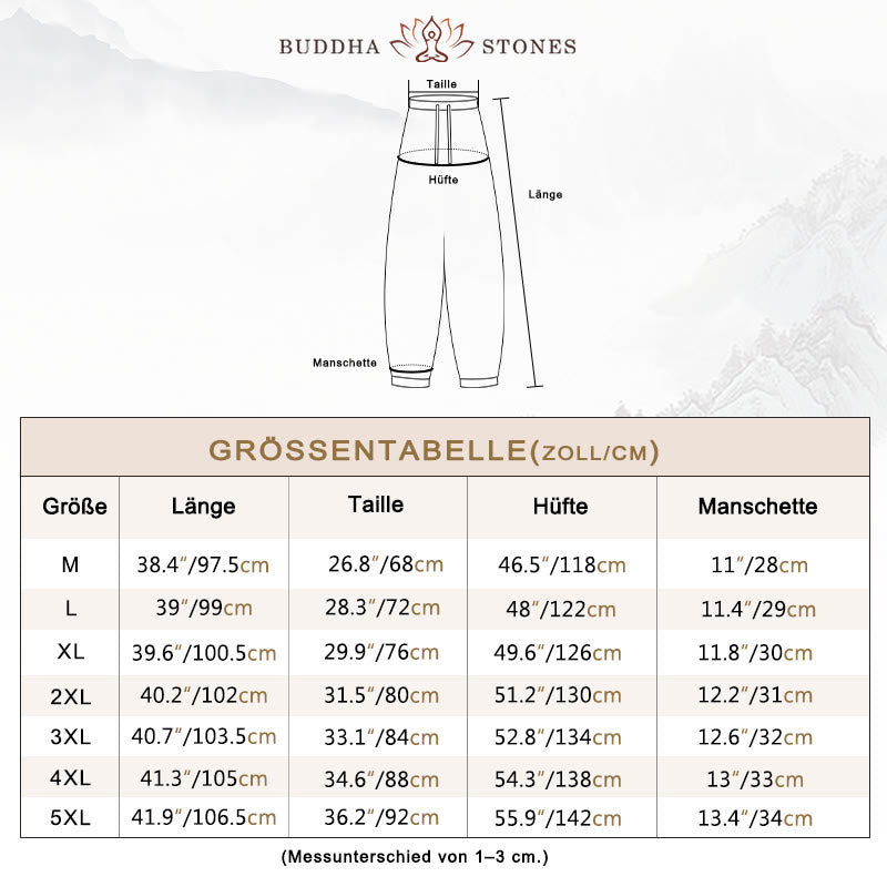 Buddha Stones Herren-Haremshose aus Baumwolle mit Kordelzug und Taschen - image 6