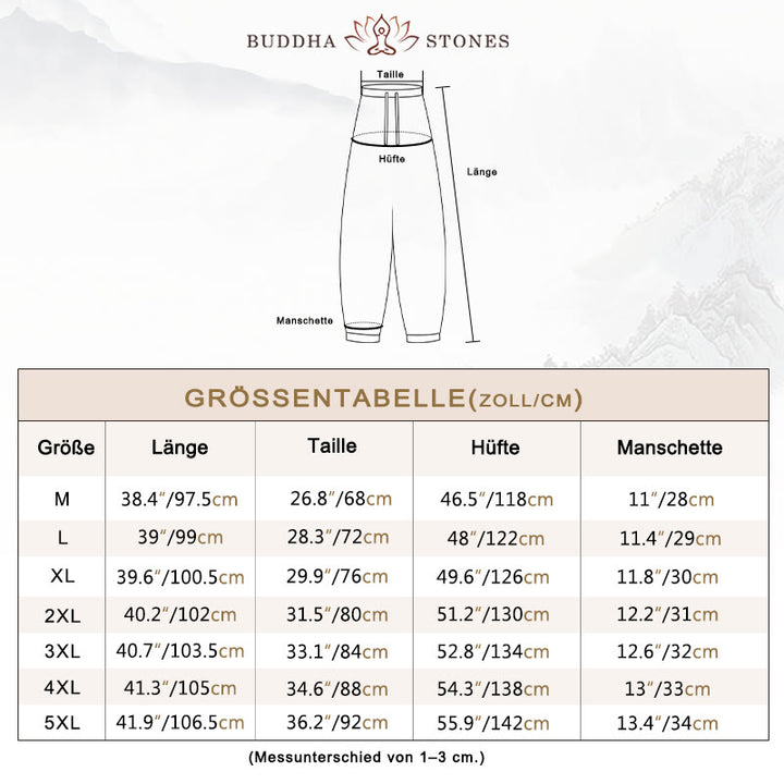 Buddha Stones Herren-Haremshose aus Baumwolle mit Kordelzug und Taschen - image 6