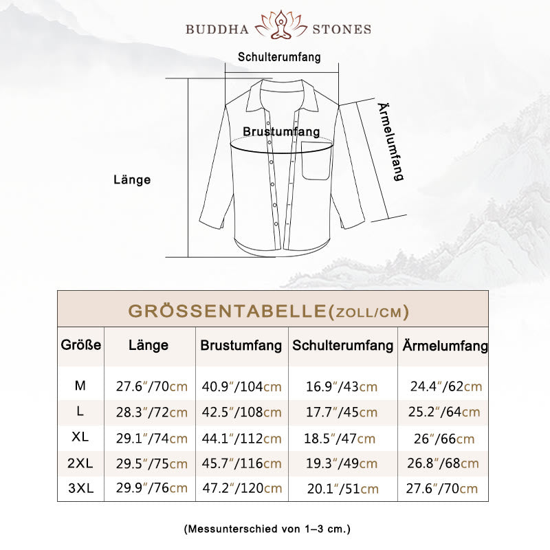 Buddha Stones Herren Langarm Umlegekragen mit Tasche Cord Bequemes Hemd - image 5
