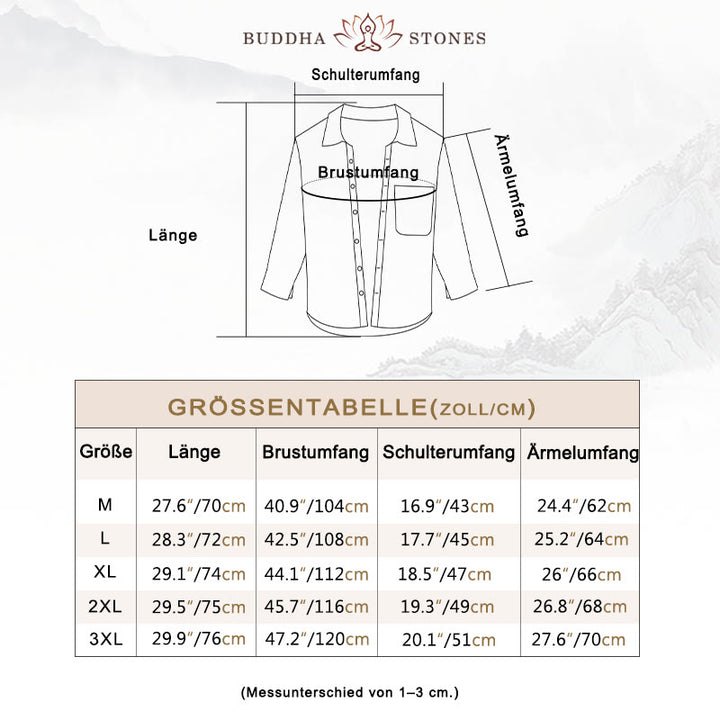 Buddha Stones Herren Langarm Umlegekragen mit Tasche Cord Bequemes Hemd - image 5