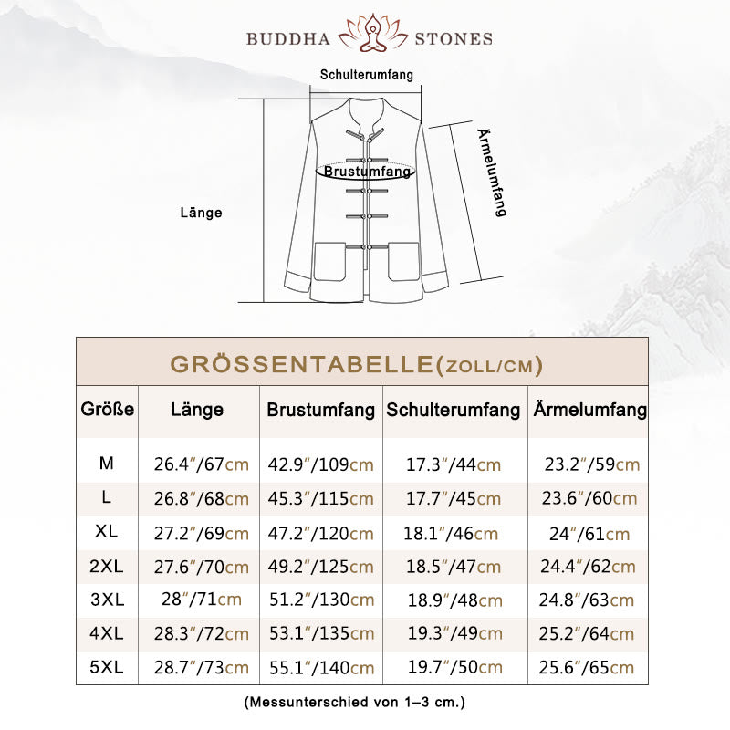 Buddha Stones Einfarbig Frosch-Knopf Baumwolle Herren Jacke Hemd Kleidung - image 5