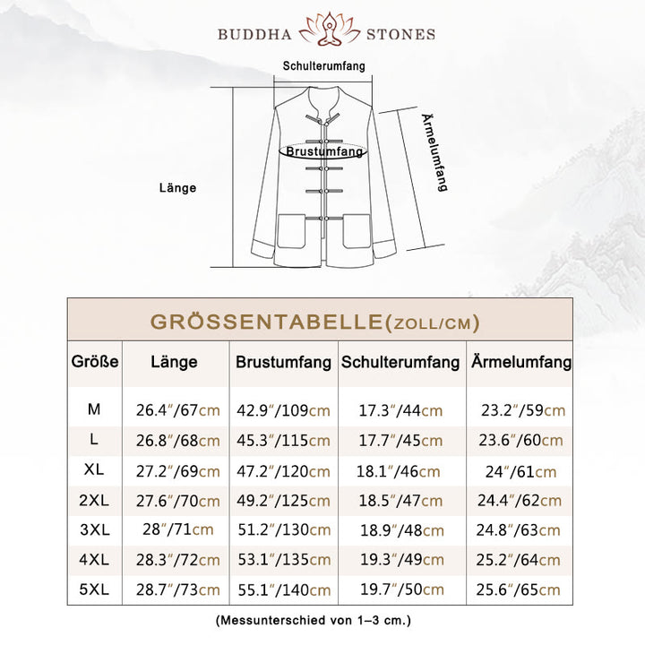 Buddha Stones Einfarbig Frosch-Knopf Baumwolle Herren Jacke Hemd Kleidung - image 5