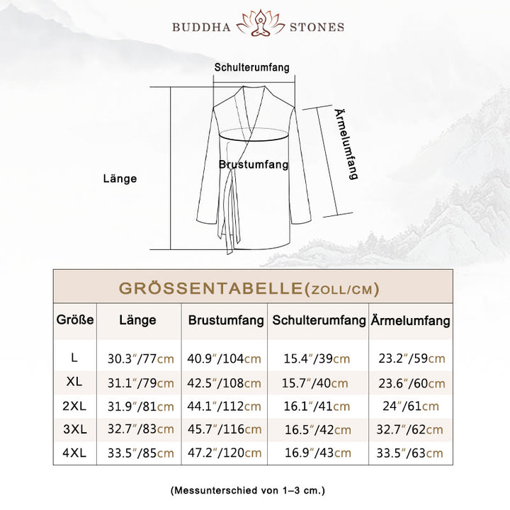 Buddha Stones Simple Herbst Schnürer Baumwolle Leinen Herren Jacke Mantel Zen Kleidung - image 5