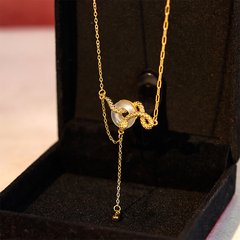 Buddha Stones , Chalcedon, Friedensschnalle, 925er Sterlingsilber, Gold, Jahr der Schlange, Harmonie-Halskettenanhänger - image 3