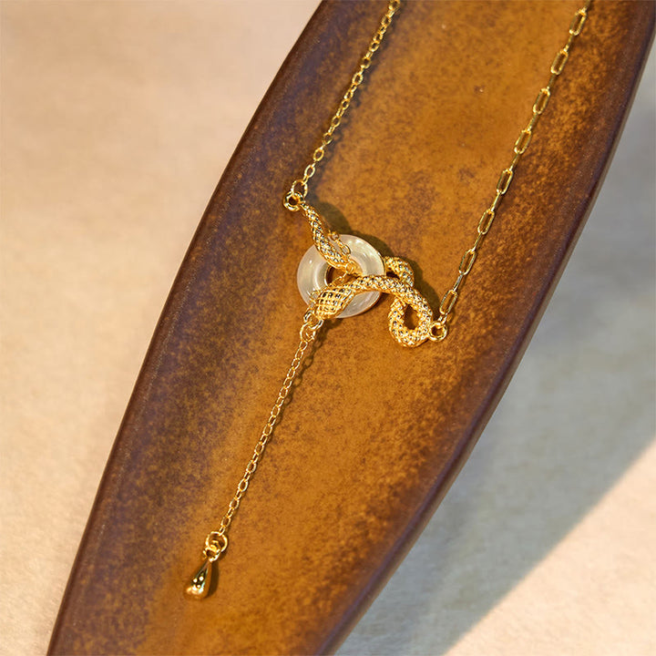 Buddha Stones , Chalcedon, Friedensschnalle, 925er Sterlingsilber, Gold, Jahr der Schlange, Harmonie-Halskettenanhänger - image 9