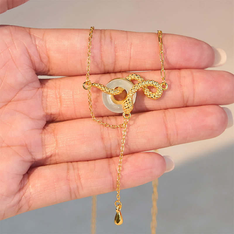 Buddha Stones , Chalcedon, Friedensschnalle, 925er Sterlingsilber, Gold, Jahr der Schlange, Harmonie-Halskettenanhänger - image 10