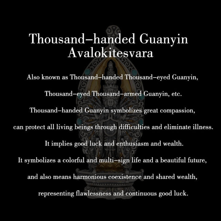 Buddha Stones 925 Sterling Silber Tausendarmige Guanyin Kwan Yin Avalokiteśvara Reichtum Halskette Anhänger - image 11