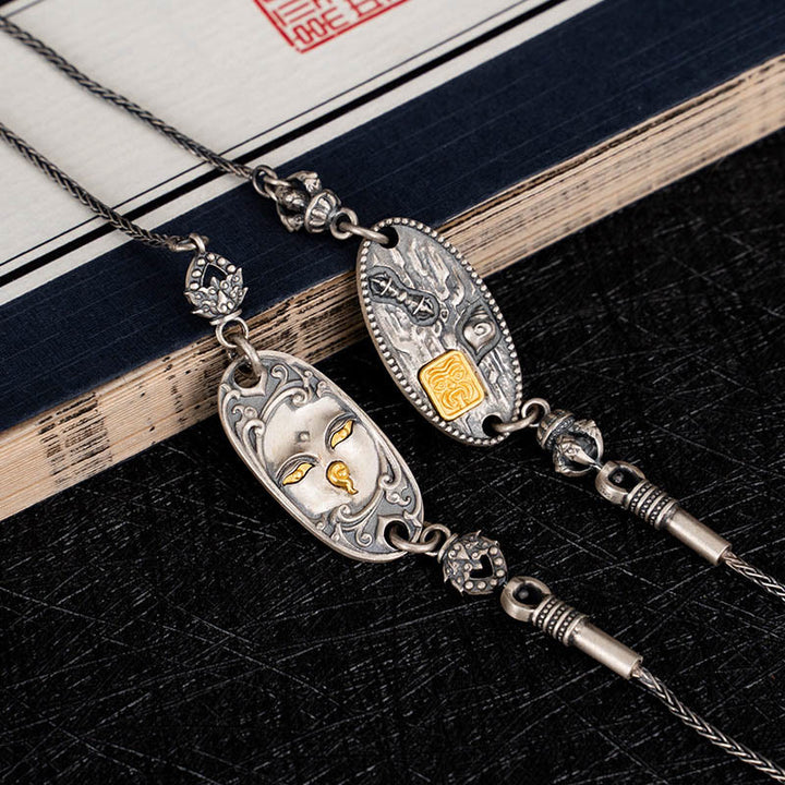 Buddha Stones, 925er Sterlingsilber, tibetische Zakiram, Göttin des Reichtums, Bodhisattva Tara, Om Mani Padme Hum, Schutz, Metallkette, Halskette - image 9