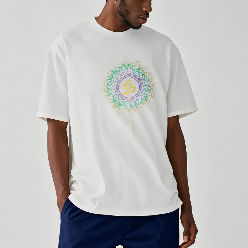 Buddha Stones OM Gelb Grün Farbverlauf Lotus Baumwolle T-Shirt - image 13