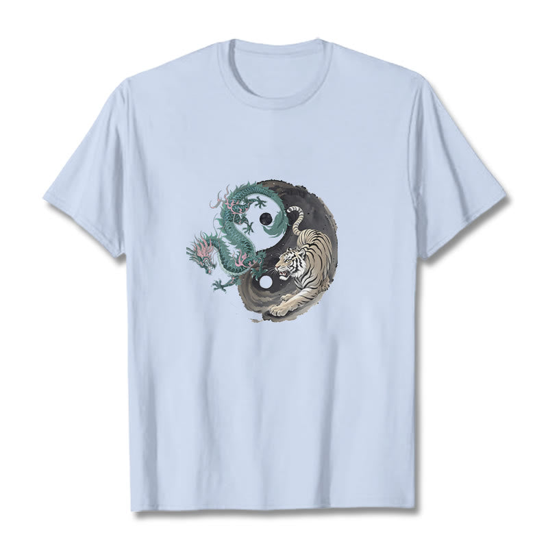 Buddha Stones Tiger Drache Yin Yang Baumwolle T-Shirt - HellCyan - 2XL - image 9