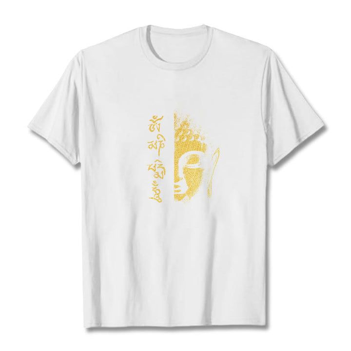 Buddha Stones Om Mani Padme Hum Golden Buddha Cotton Tee T-Shirt - Weiß - 2XL - image 11