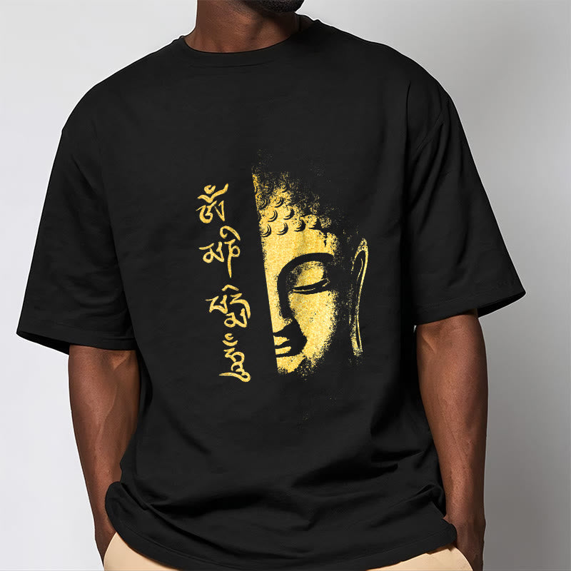 Buddha Stones Om Mani Padme Hum Golden Buddha Cotton Tee T-Shirt - image 3