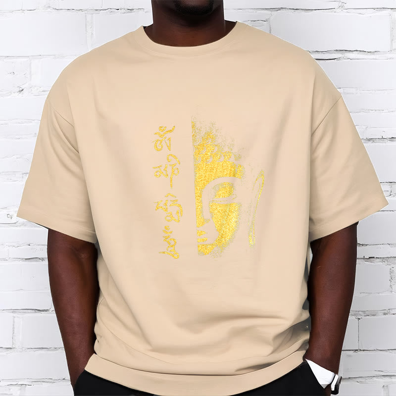 Buddha Stones Om Mani Padme Hum Golden Buddha Cotton Tee T-Shirt - image 10