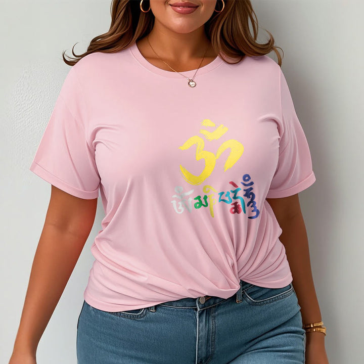 Buddha Stones Bunte Om Mani Padme Hum Baumwolle T-shirt - image 20