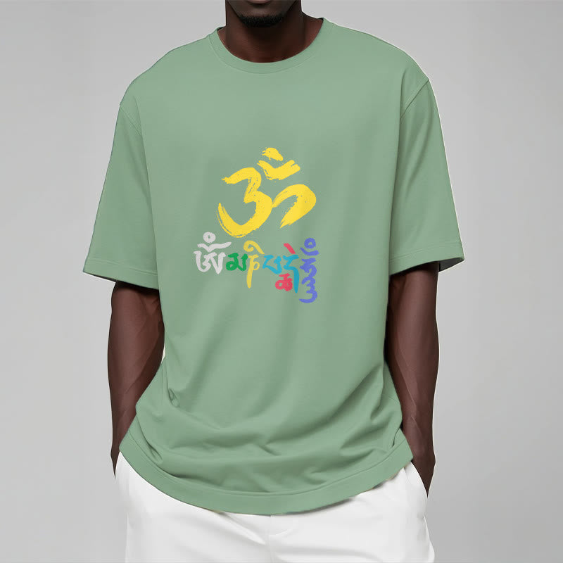 Buddha Stones Bunte Om Mani Padme Hum Baumwolle T-shirt - image 15