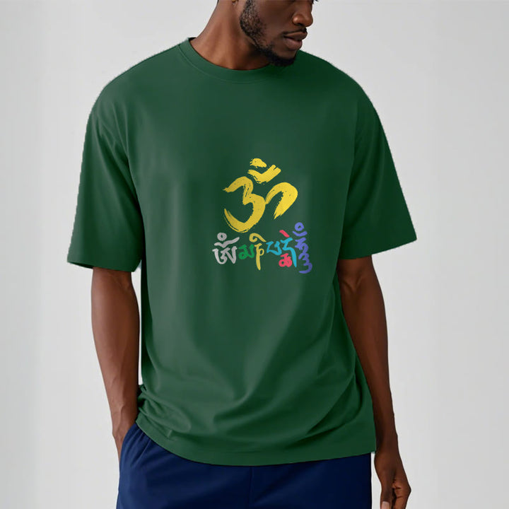 Buddha Stones Bunte Om Mani Padme Hum Baumwolle T-shirt - image 7