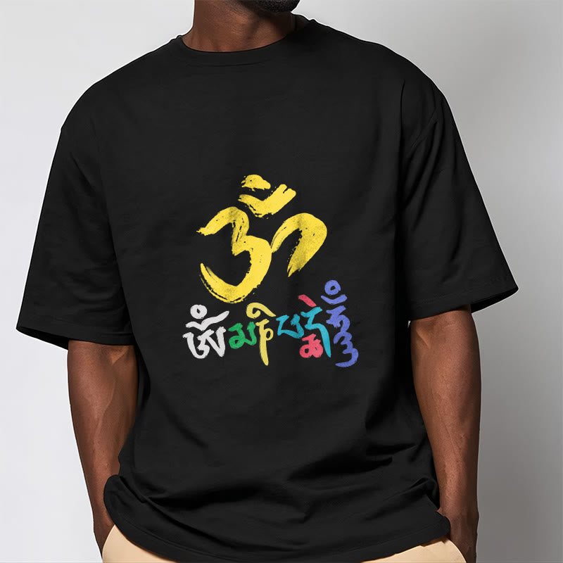 Buddha Stones Bunte Om Mani Padme Hum Baumwolle T-shirt - image 4