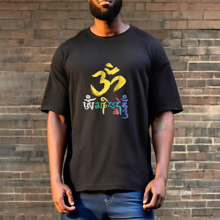 Buddha Stones Bunte Om Mani Padme Hum Baumwolle T-shirt - image 3