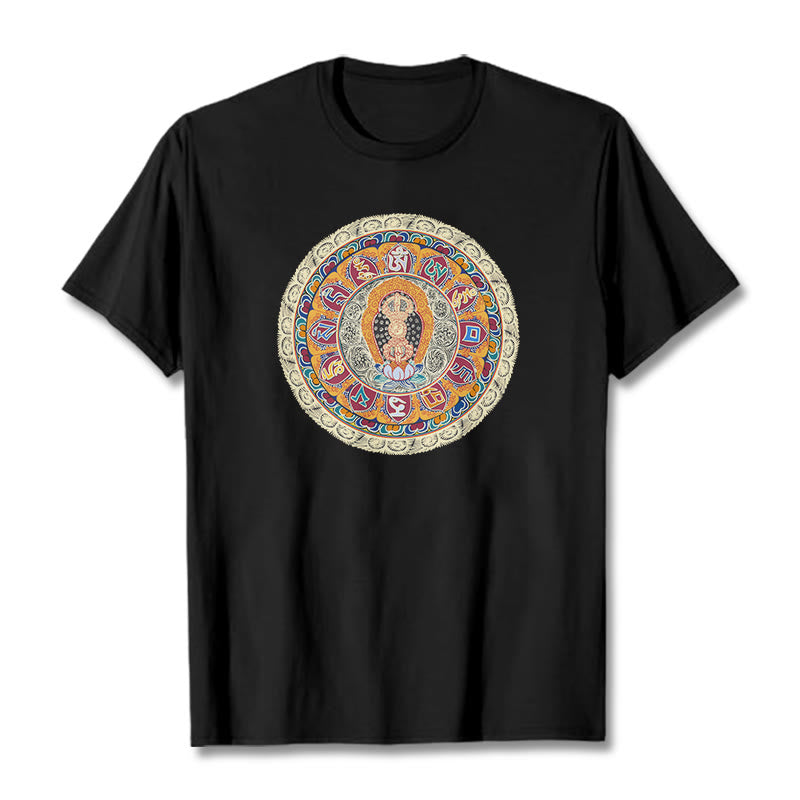 Buddha Stones Dorje Vajra Mandala Buddha Baumwolle T-shirt - Schwarz - 2XL - image 3