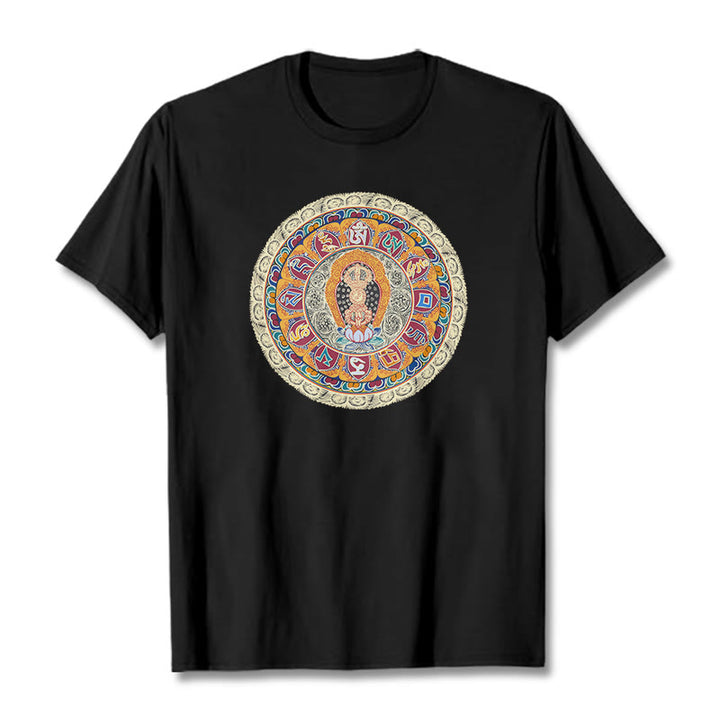 Buddha Stones Dorje Vajra Mandala Buddha Baumwolle T-shirt - Schwarz - 2XL - image 3