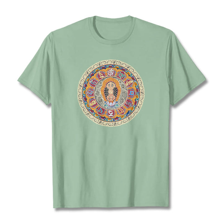 Buddha Stones Dorje Vajra Mandala Buddha Baumwolle T-shirt - Blassgrün - 2XL - image 14